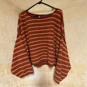 Free people sweater, Brown and pink, Size Large L